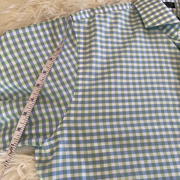 Neiman Markus wrinkle free blue green gingham checkered button up causal shirt - Picture 16 of 16